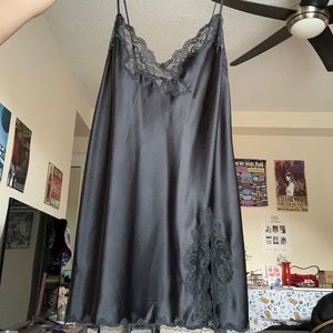 Black vintage lingerie slip dress